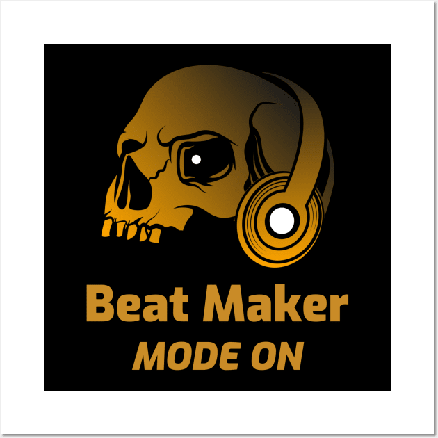 Beat Maker Mode On Yellow Skull Wall Art by AudioWear